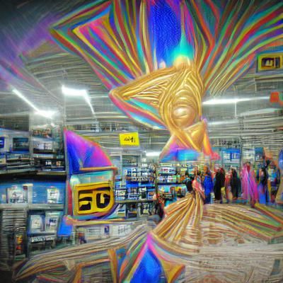 Astral Projection in Hypermarket, Art Deco 3D Render