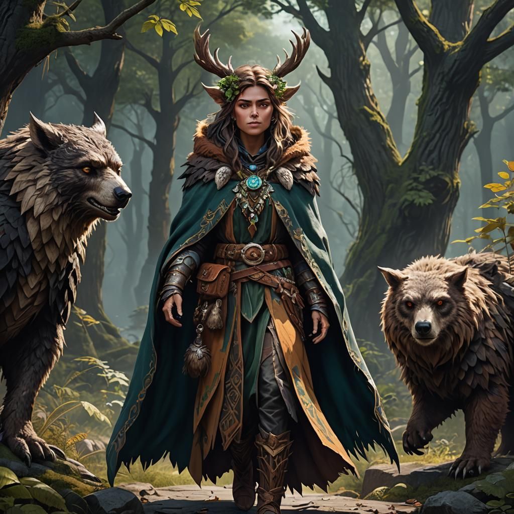 Druid with Owlbear Cloak: Fantasy Concept Art