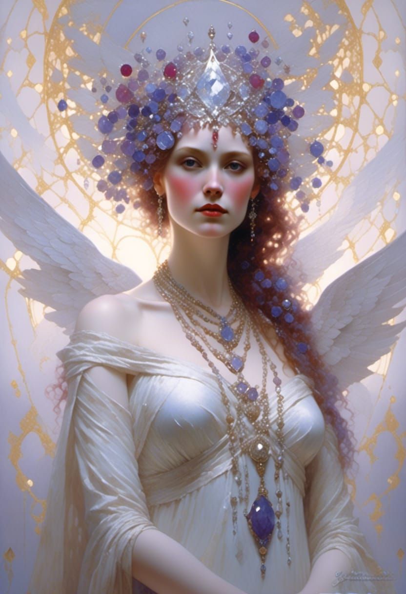 Gem-Encrusted Lady in Moonlight: Fantasy Art Portrait