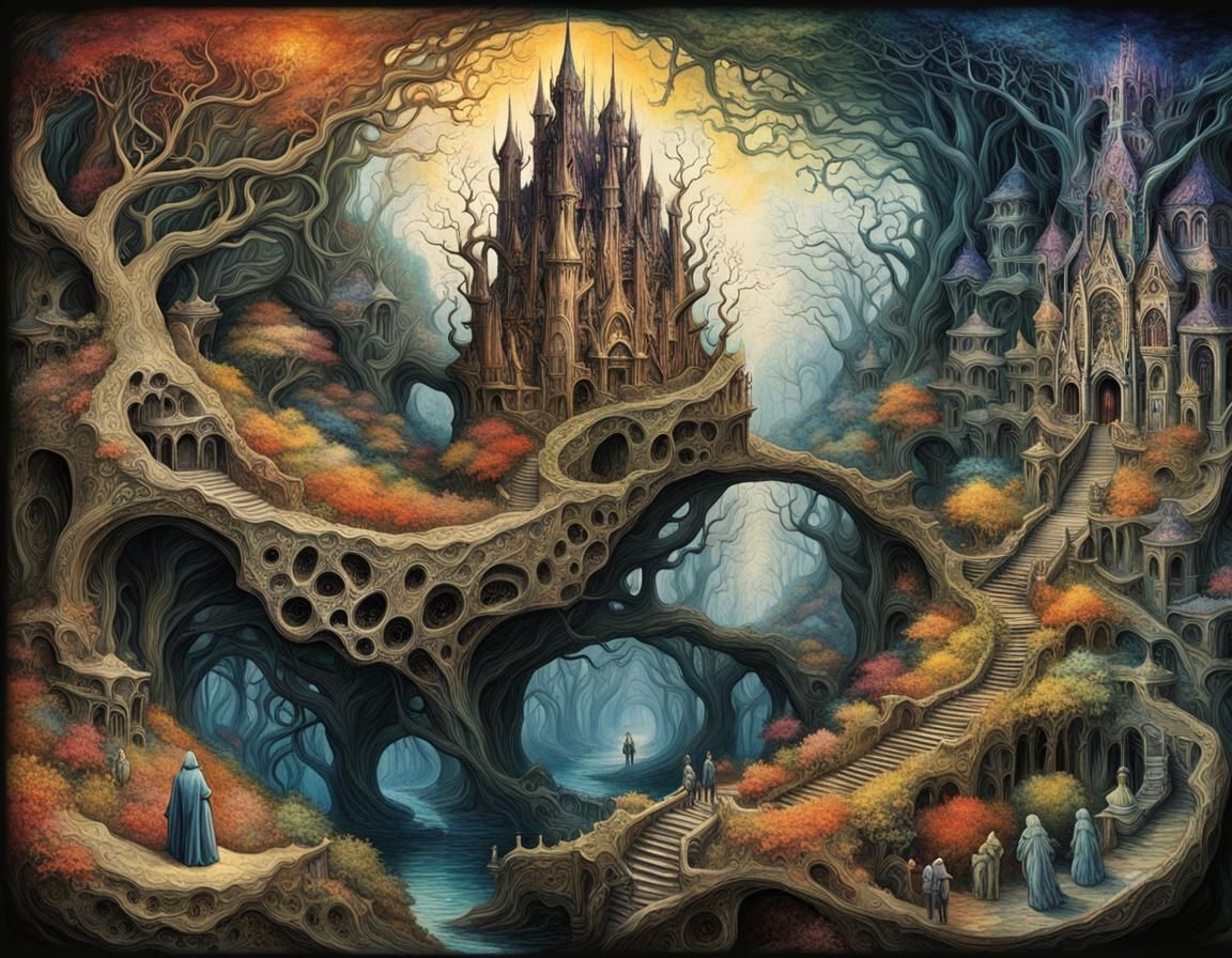 Surreal Landscape by Dore, Giger, Escher and Others