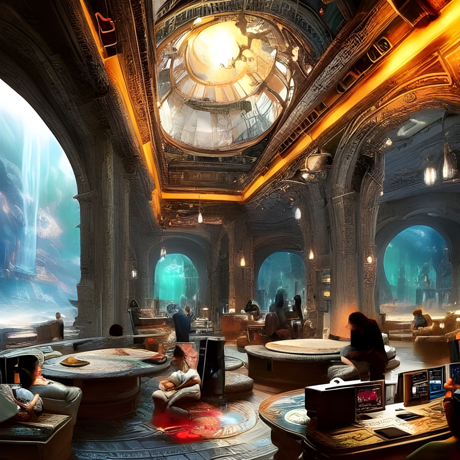 Underground Cyber Cafe: Relaxing Day in Digital Art