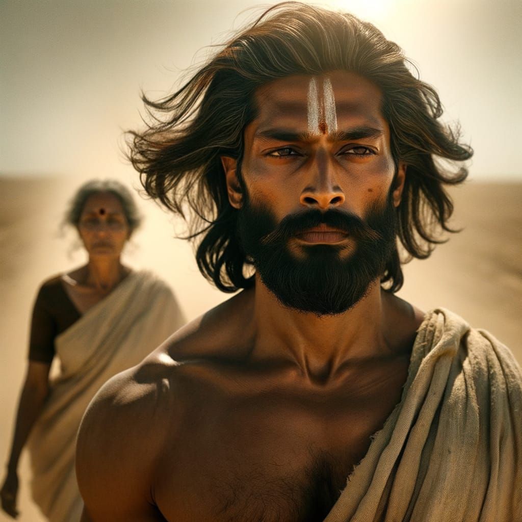 Indian Family Walking on Dusty Road in Sunlight