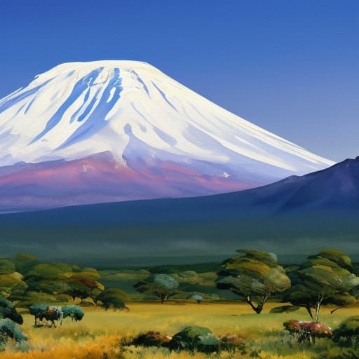 Kilimanjaro: Gouache and Watercolor Impressionist Painting