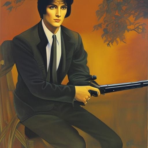 Elegant Assassin Portrait in Illustration Style