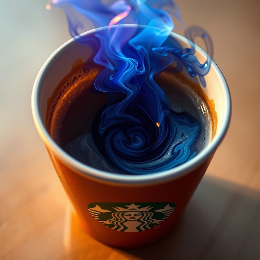 Whimsical Vortex Unfolds in Starbucks Cup