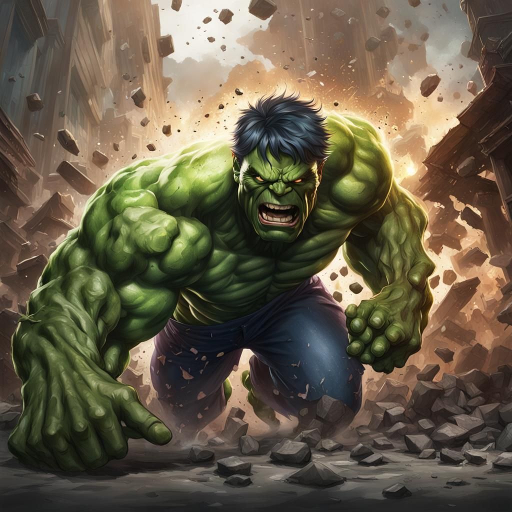 Hulk Smashing: Hyperdetailed Portrait in Artgerm Style