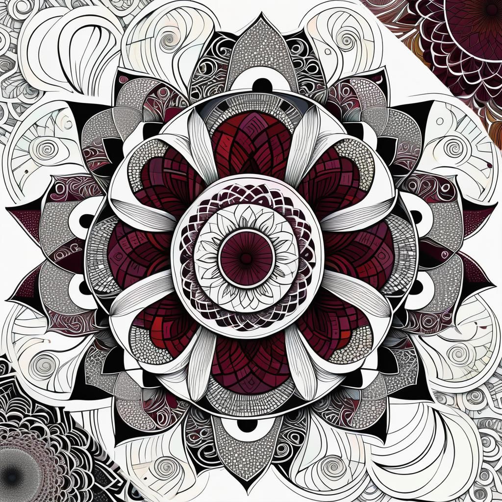 Binary Code Lotus Zentangle Digital Art