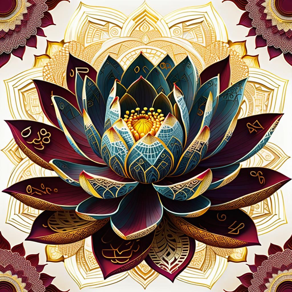 Intricate Lotus Flower Mandala in Digital Art Style
