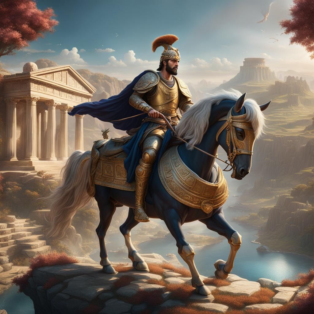 Apollo as Justin Bieber Riding Pegasus: Digital Art