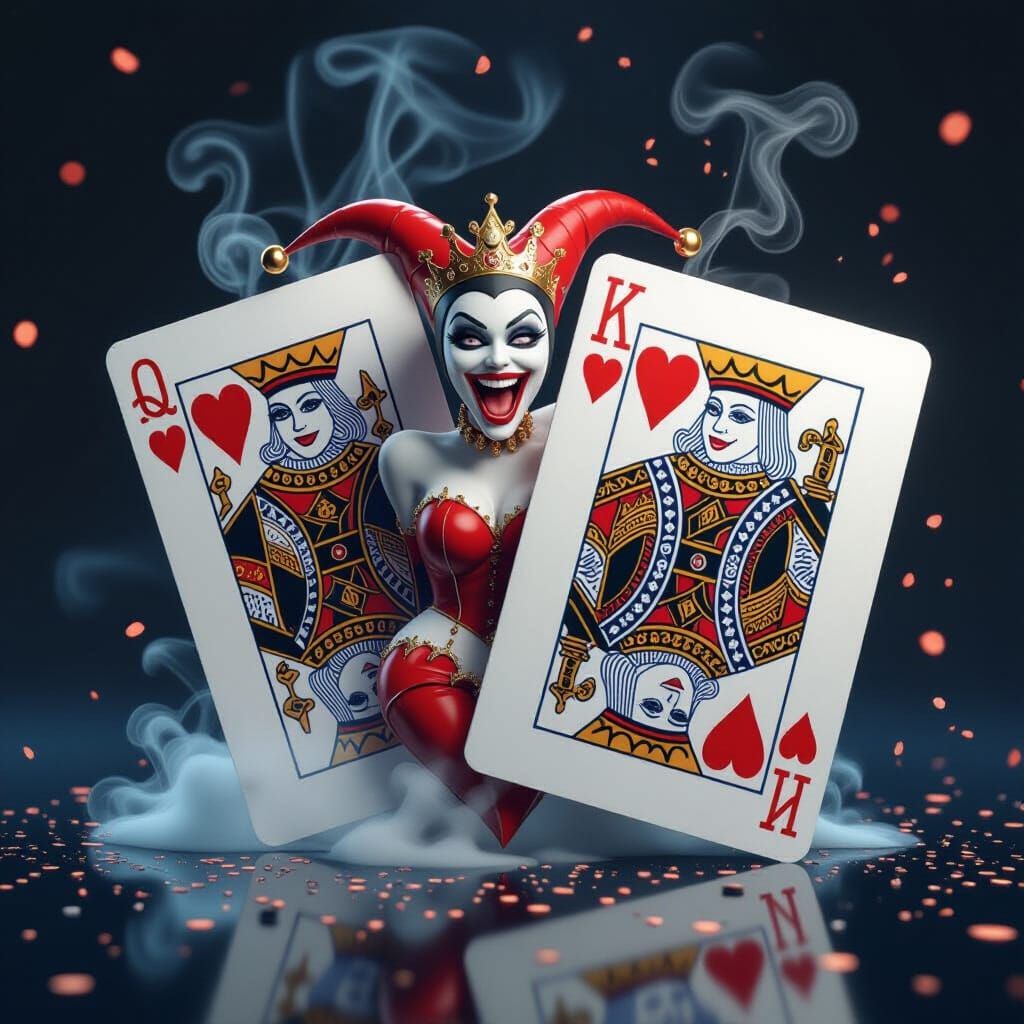 Queens and Kings Emerge from Playing Cards in Magical Smoke