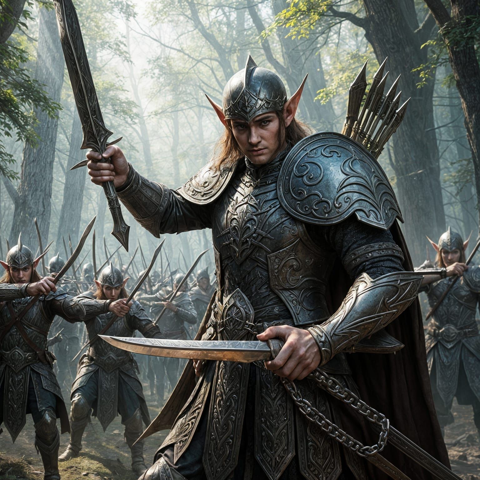 Epic Mirkwood Elf Army in Cinematic Digital Art