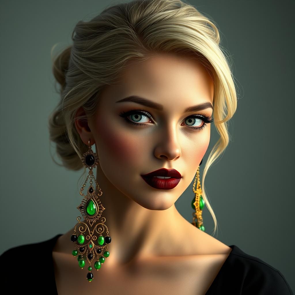 Elegant Blonde Portrait in Art Nouveau Style