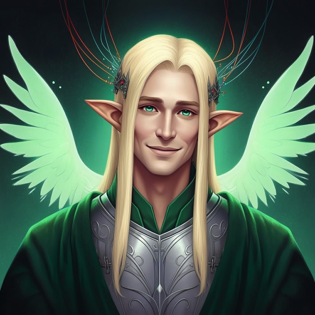 Elf King as Cybernetic Persocom in Digital Art Style