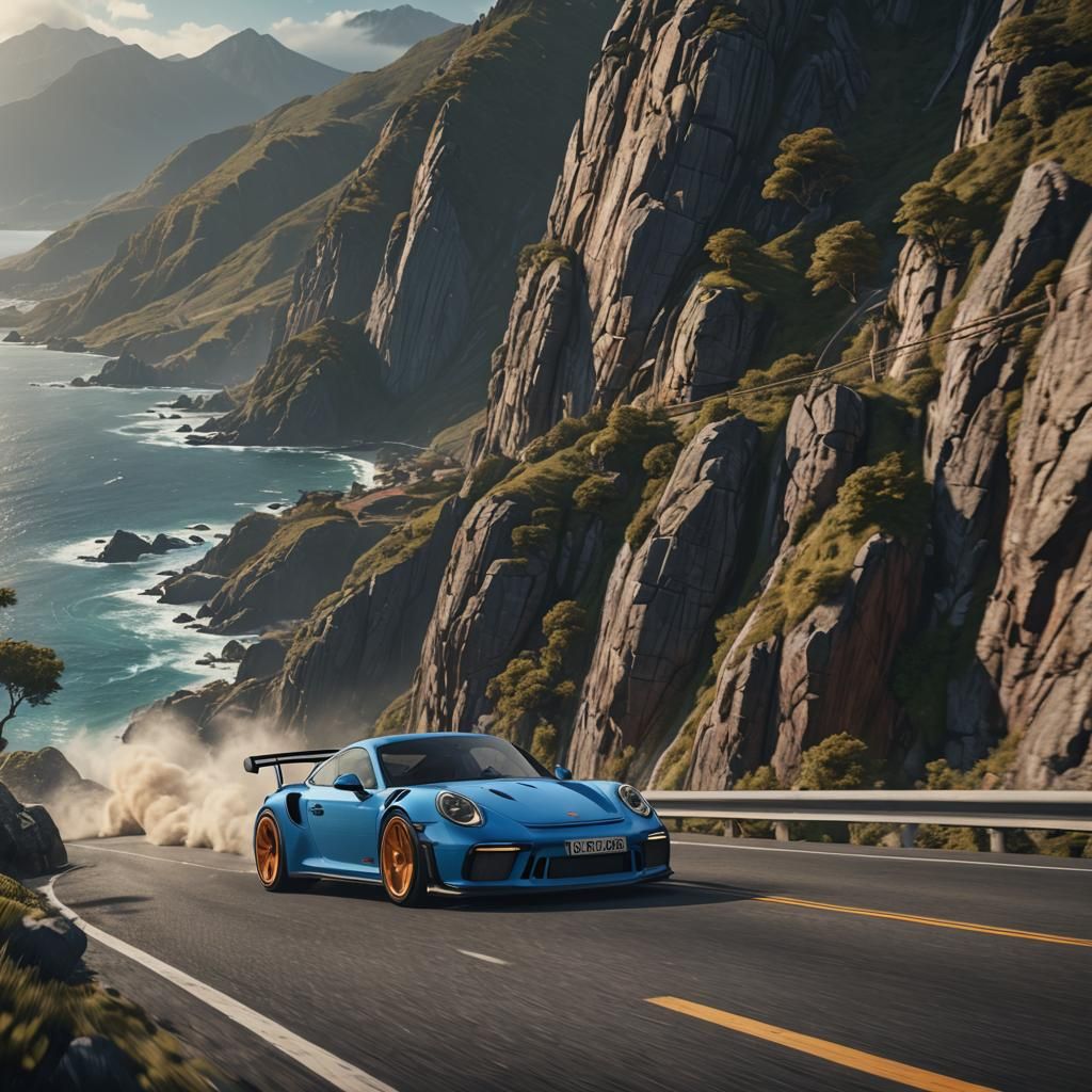 Porsche 911 GT3RS on a Coastal Mountain Road