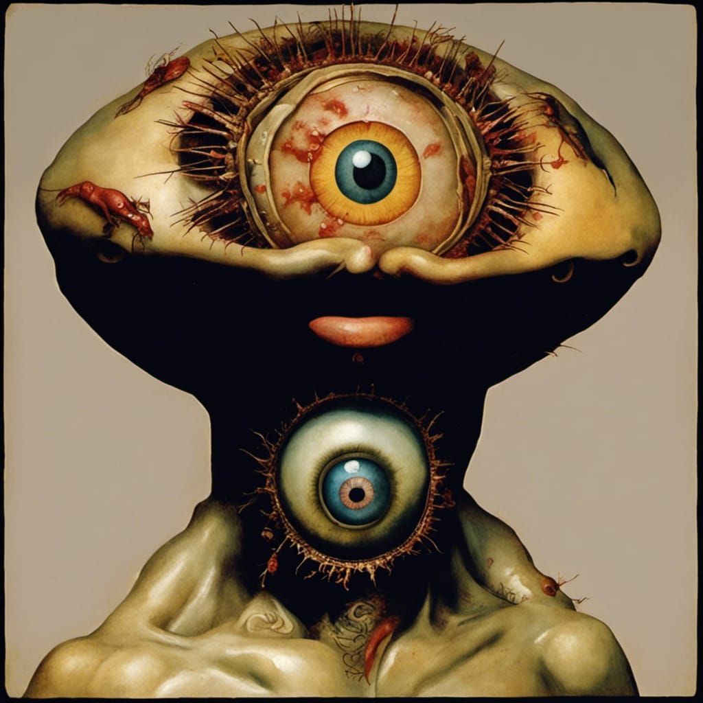 Eyeball Monster in Bosch Style, Intricate Carnage