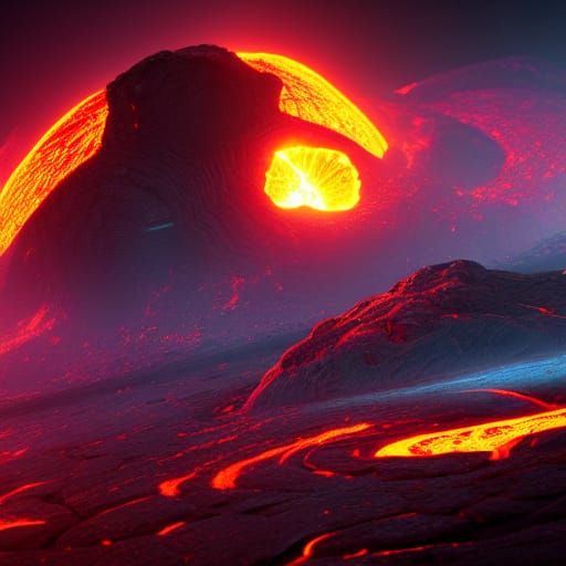 Lava-Filled Cracks on a Destroyed Alien Planet