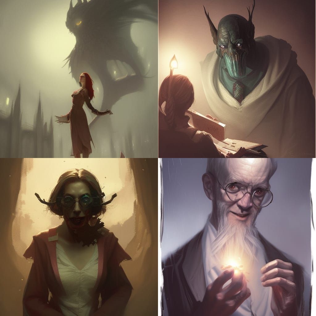 Sinister Librarian Portrait in Fantasy Art Style
