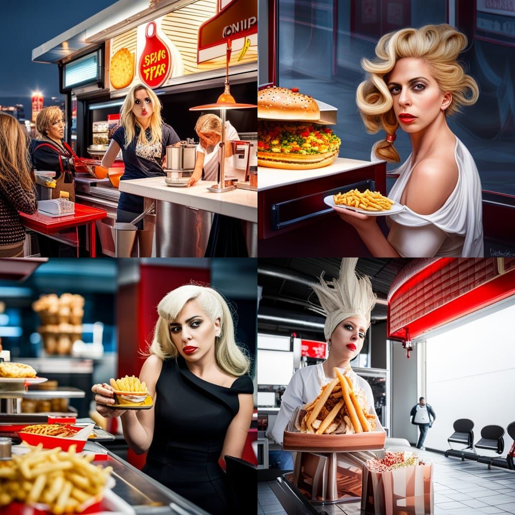Lady Gaga's Hyperrealistic Fast Food Job