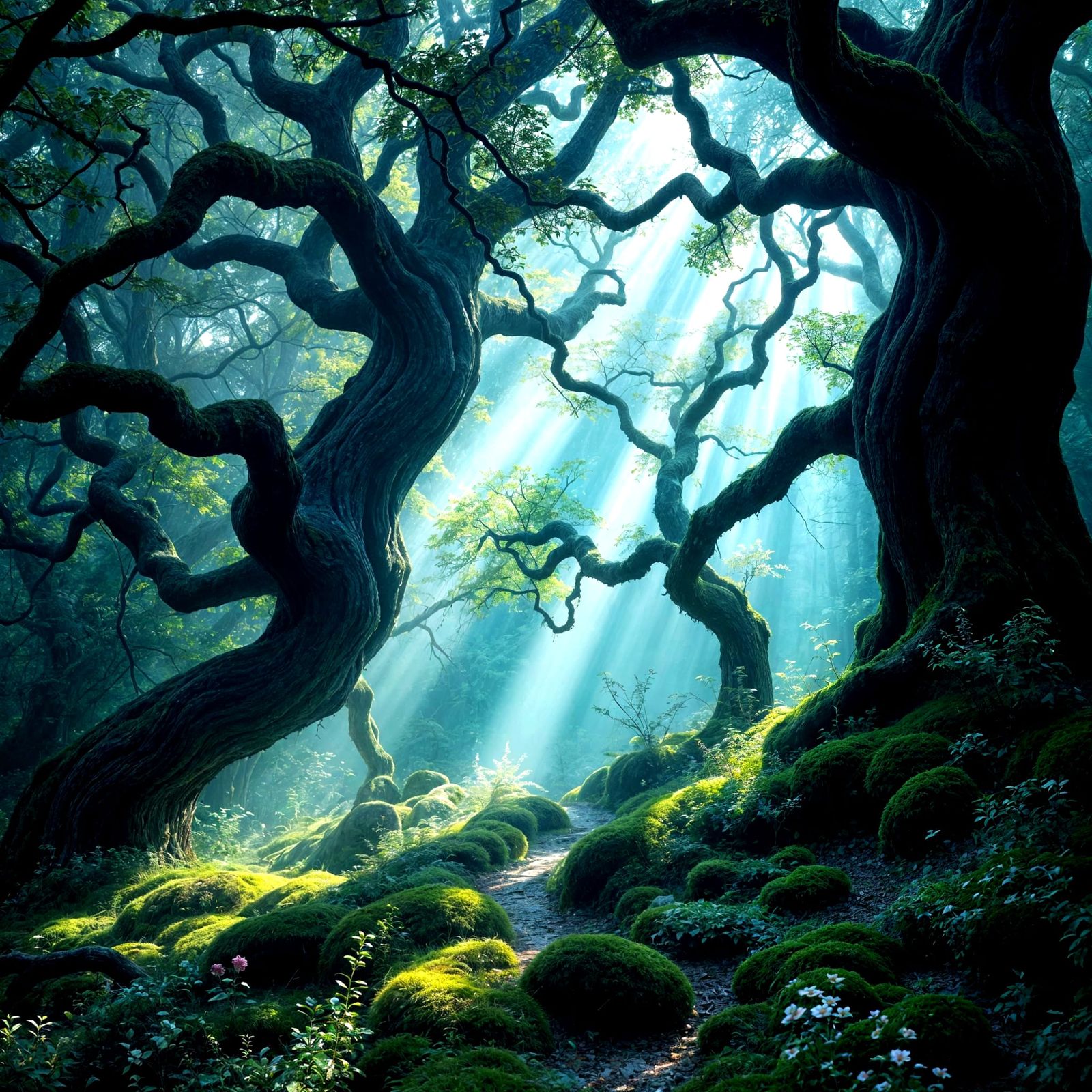 Enchanted Forest in Vibrant Crystal and Color