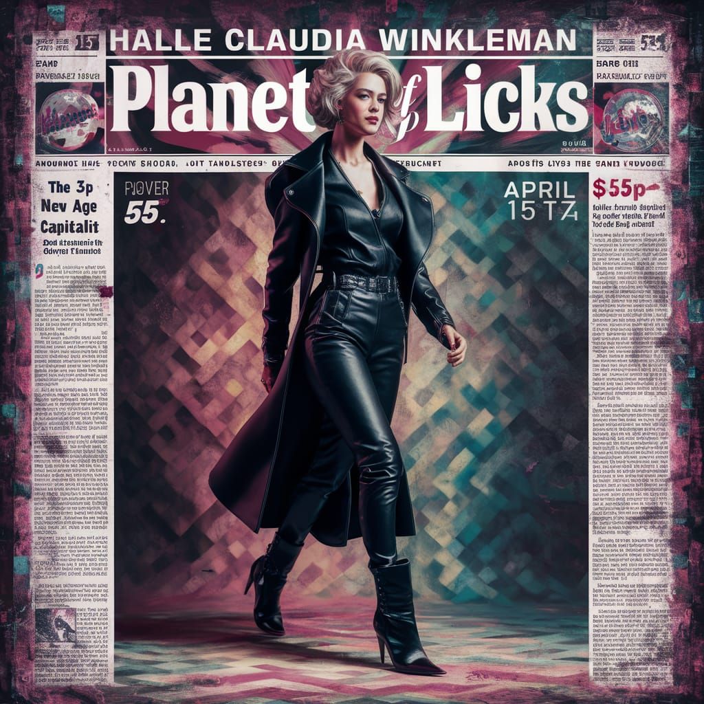 Tabloid Cover Featuring Woman in Leather, Splash Art