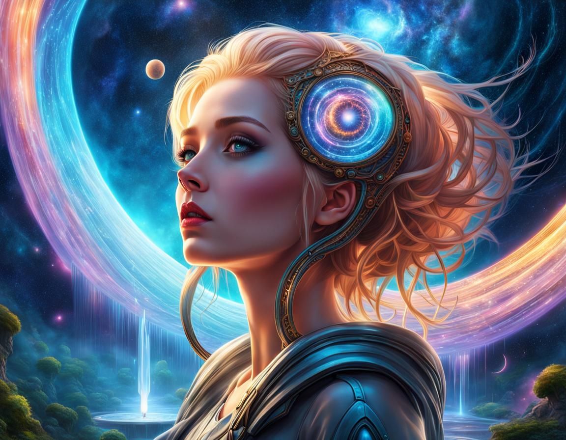 Astral Aetherpunk Girl Portrait in Sci-Fi Style