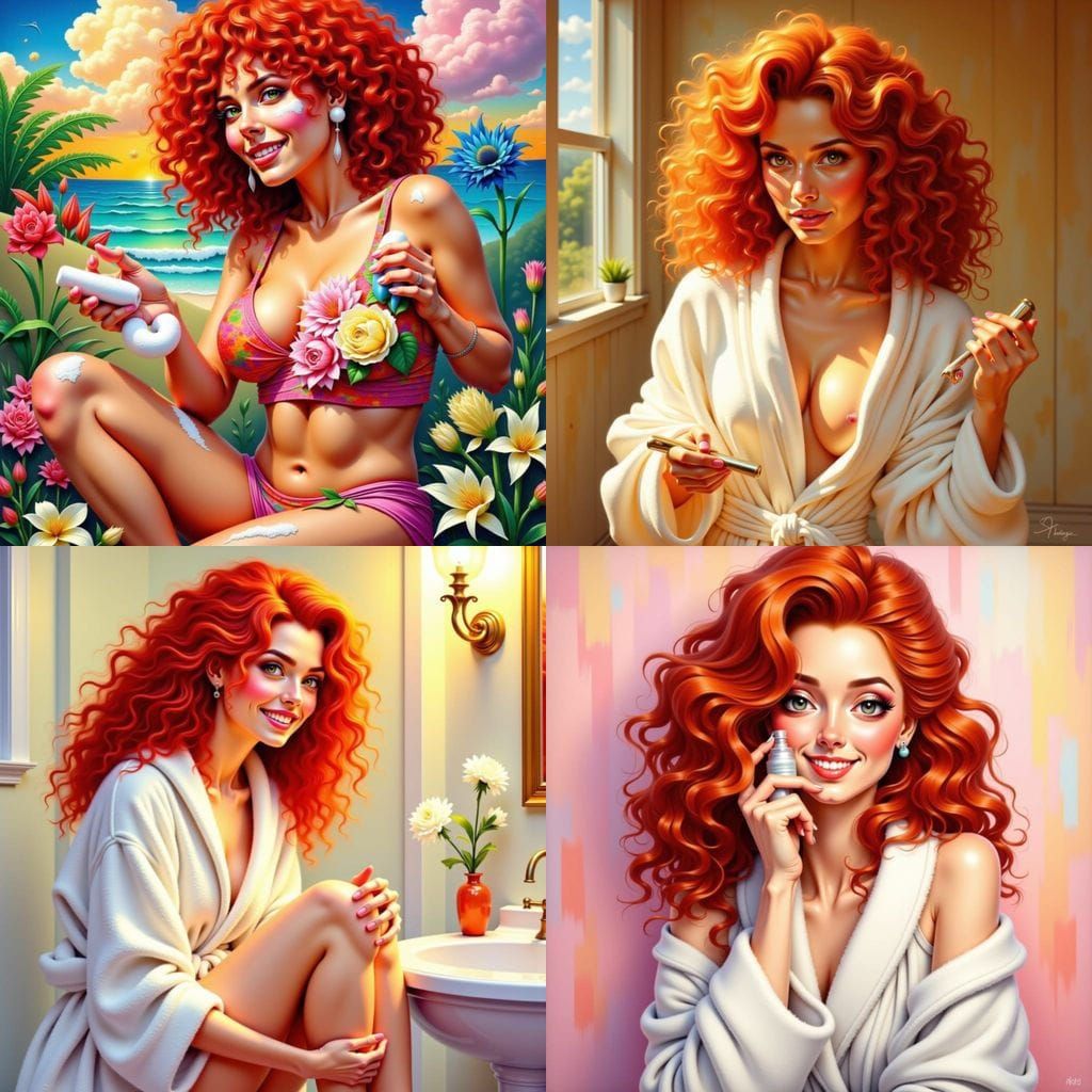 Woman's Self-Care: Hyperrealistic Acrylic on Canvas