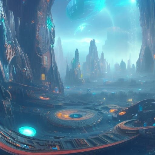 Futuristic Sci-Fi Bubble City in Detailed Matte Painting