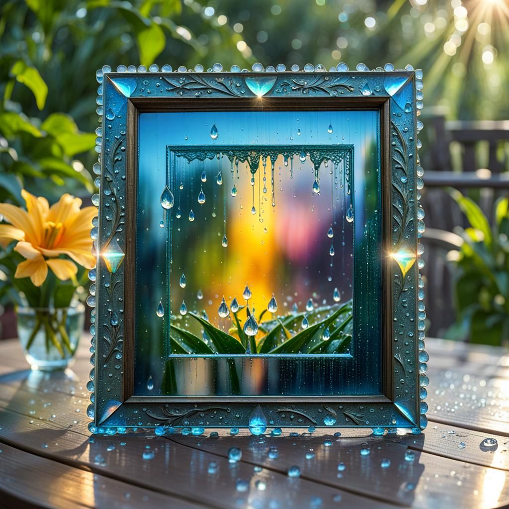 Dew-Kissed Picture Frame with Holographic Glow