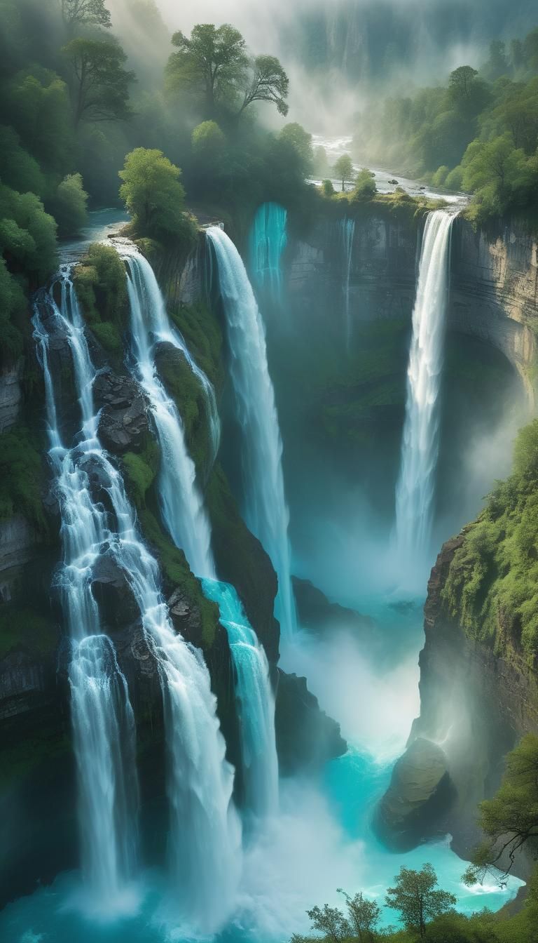 Majestic Waterfall Fortress Hidden Behind Horseshoe Cliff