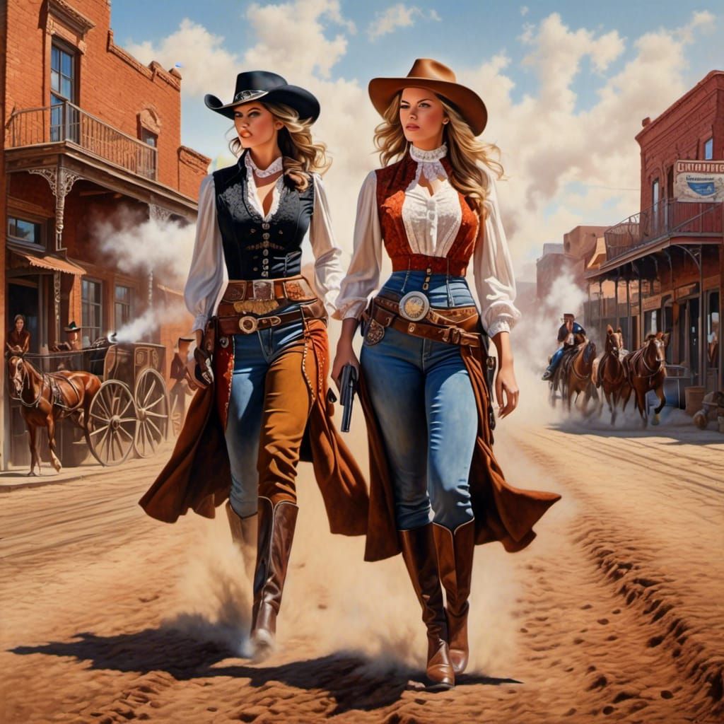 Steampunk Gunfight on a Dusty Western Street