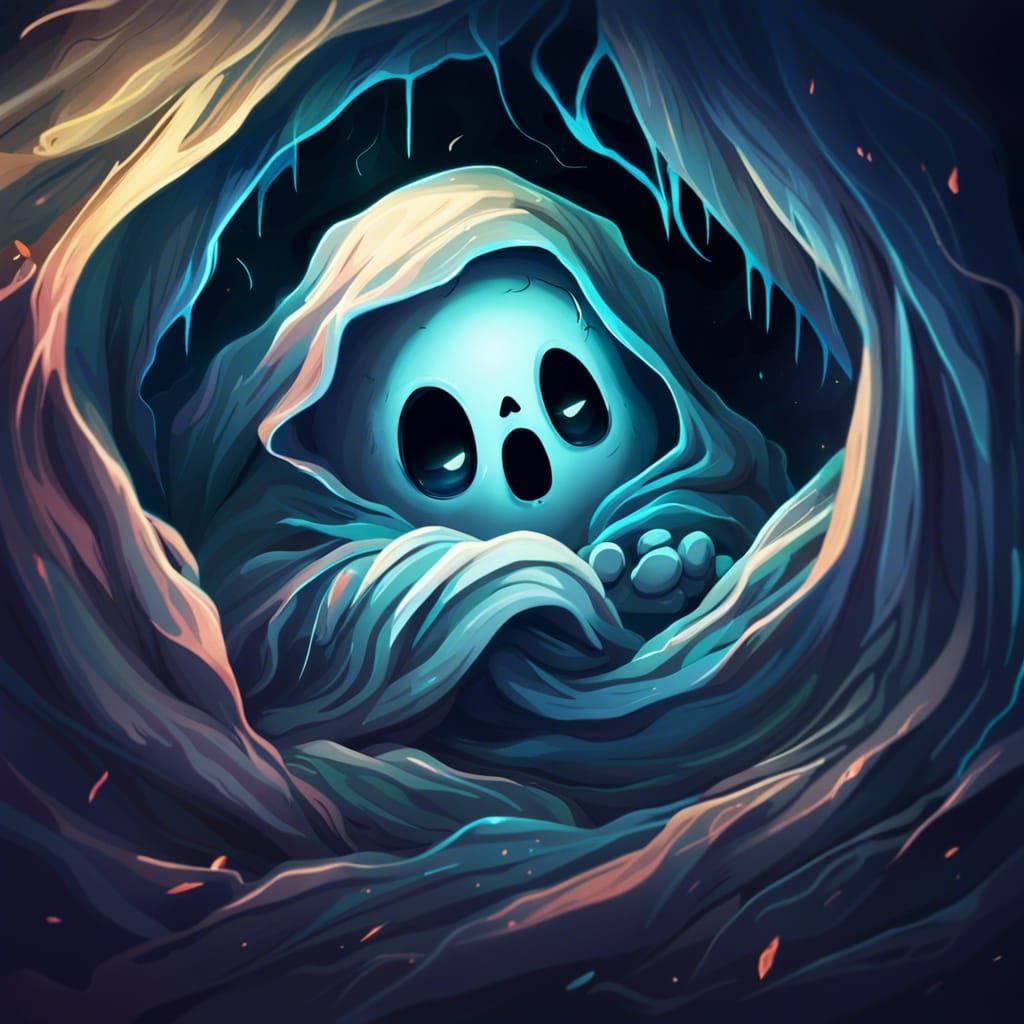 Adorable Ghost Scared of Dark: Digital Concept Art