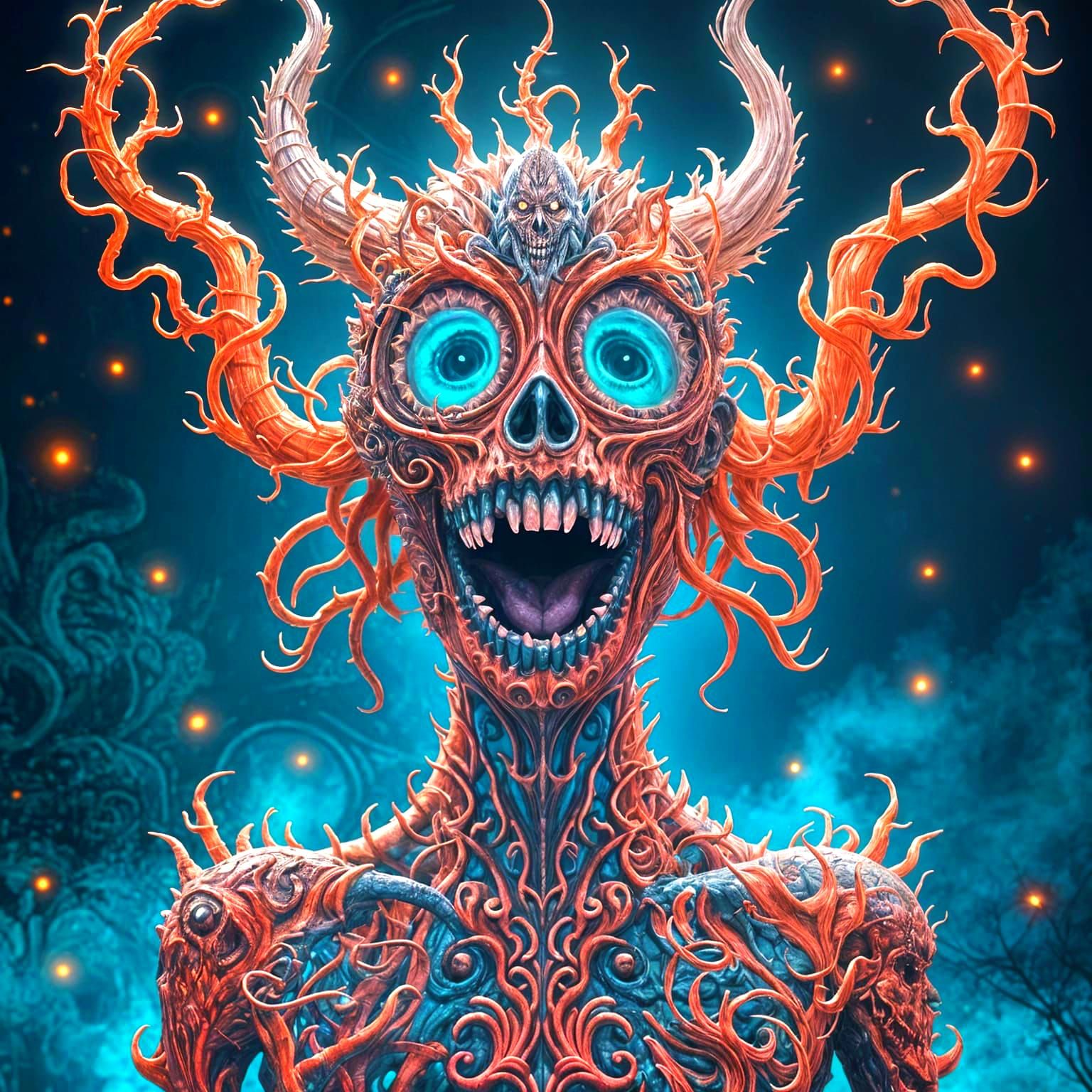 Dark fantasy in Fright Night with scary macabre denizens of ...