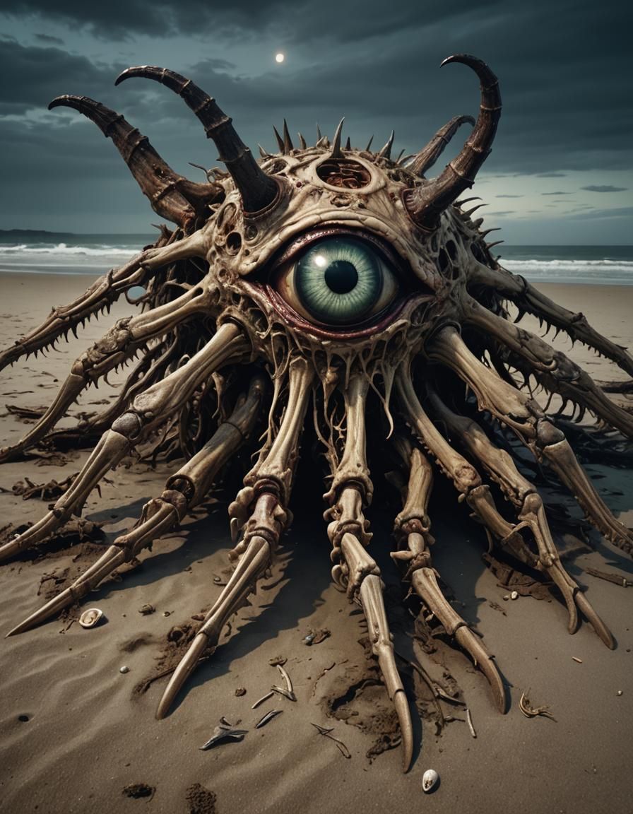 Lovecraftian Horror: Human Transforms on a Night Beach