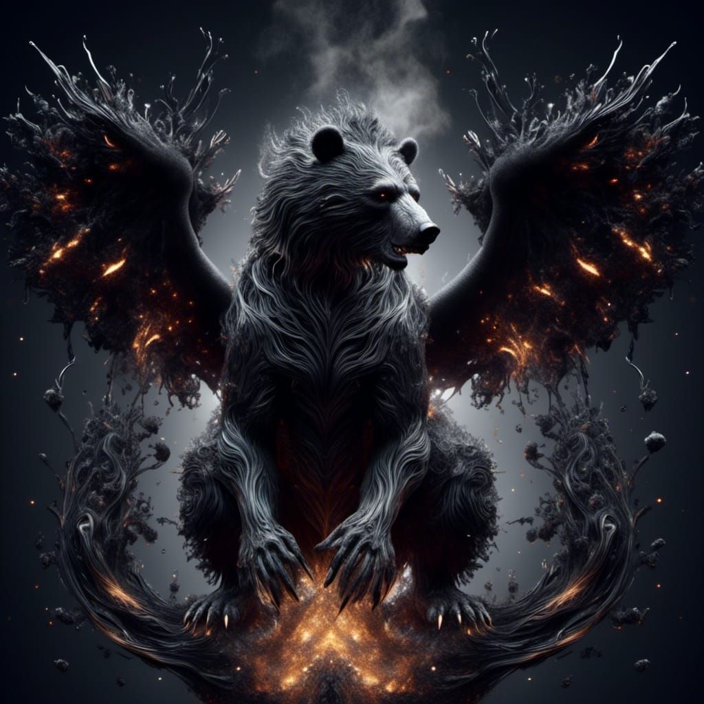 Dire Bear in Dark Goth Noir Surrealism