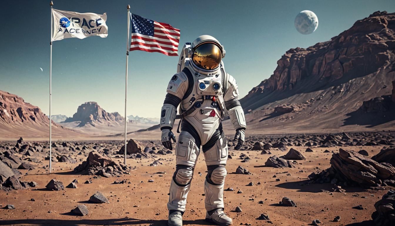 Futuristic Astronaut on Alien Planet in Sci-Fi Style