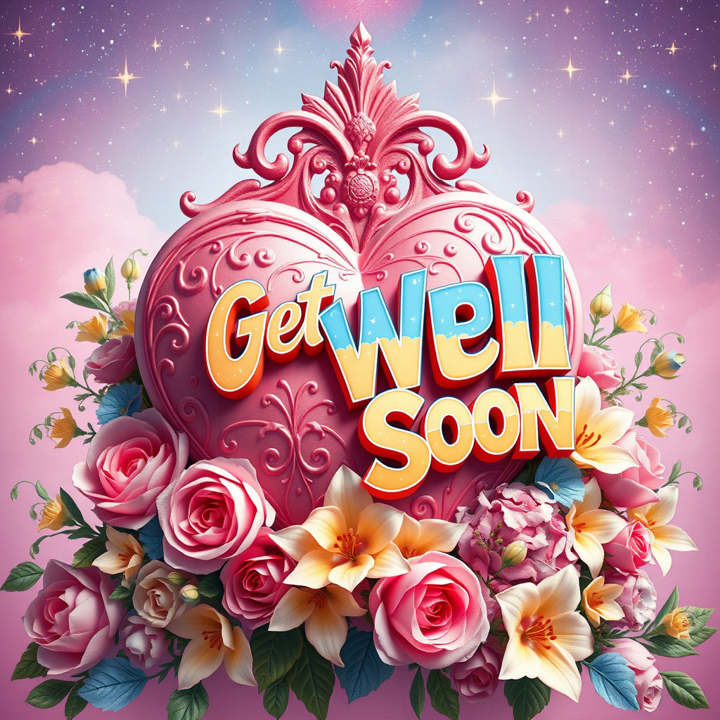 Baroque Heart with Floral Arrangement and Graffiti Message