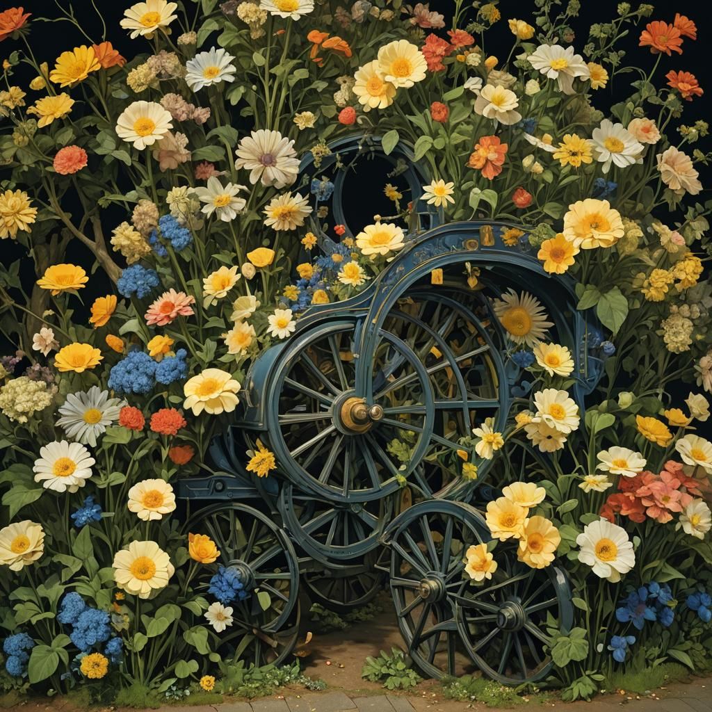 Surreal Flower Parade Float in Gustave Doré Style