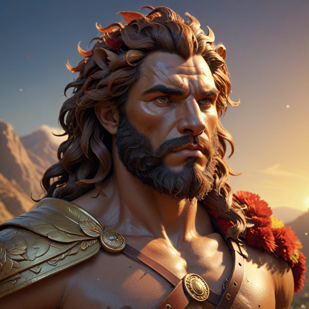 Epic Hercules Portrait in Vibrant Triadic Colors