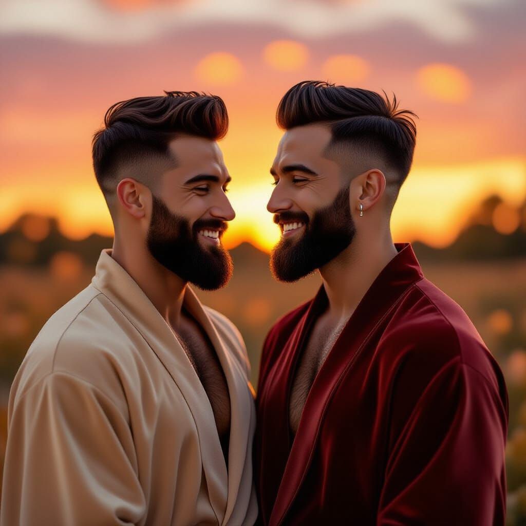 Loving Portrait of Two Men in Impressionist Style