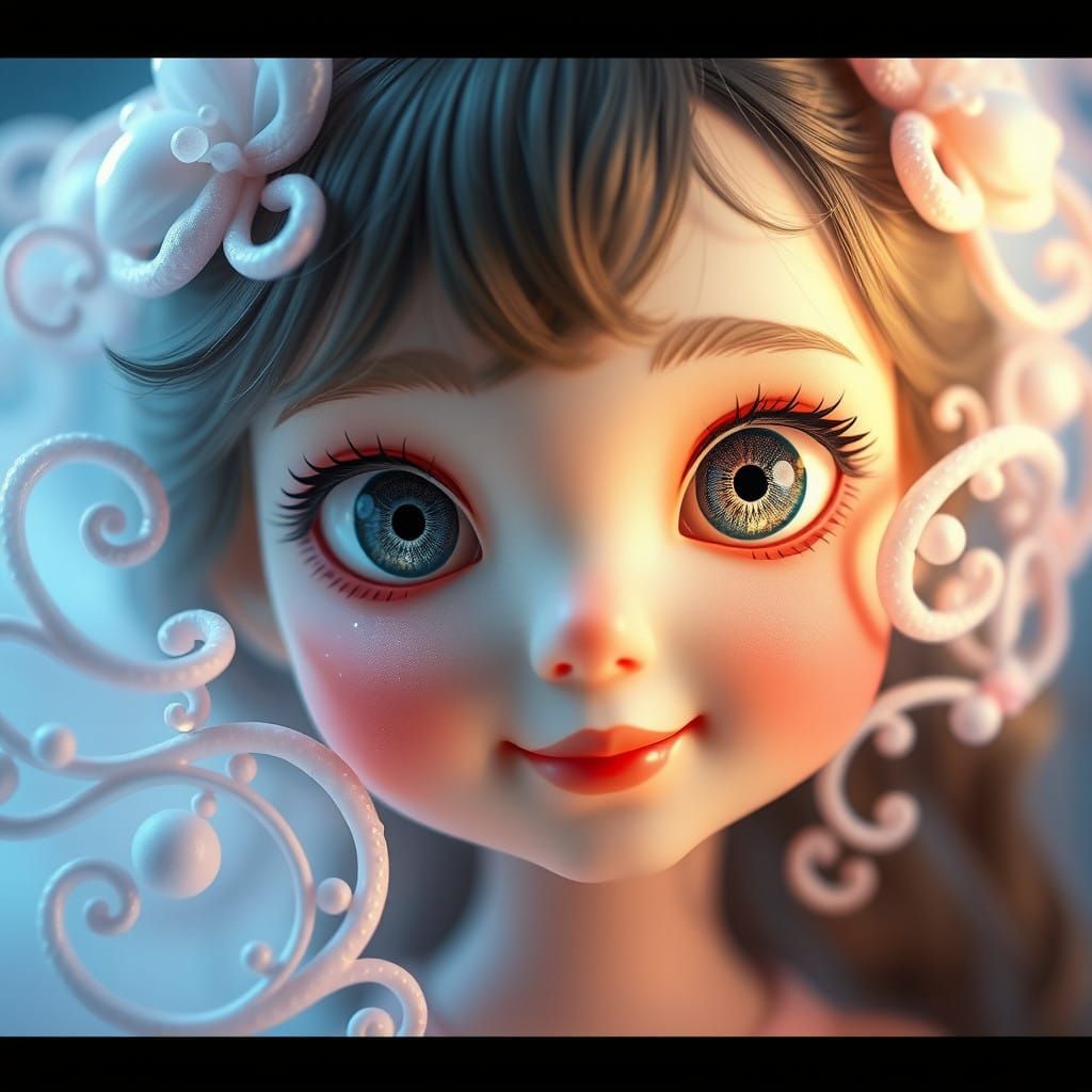 Enchanting Porcelain Doll in Whimsical Fantasy