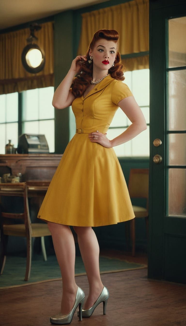 Vintage Pin Up Girl in Cinematic 35mm Style