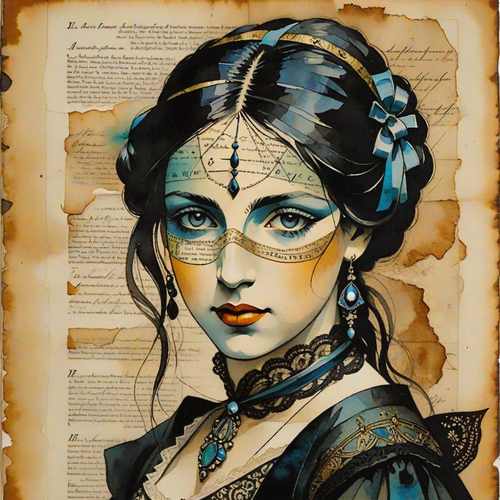 Distressed Watercolor Fragment in the Style of Picasso