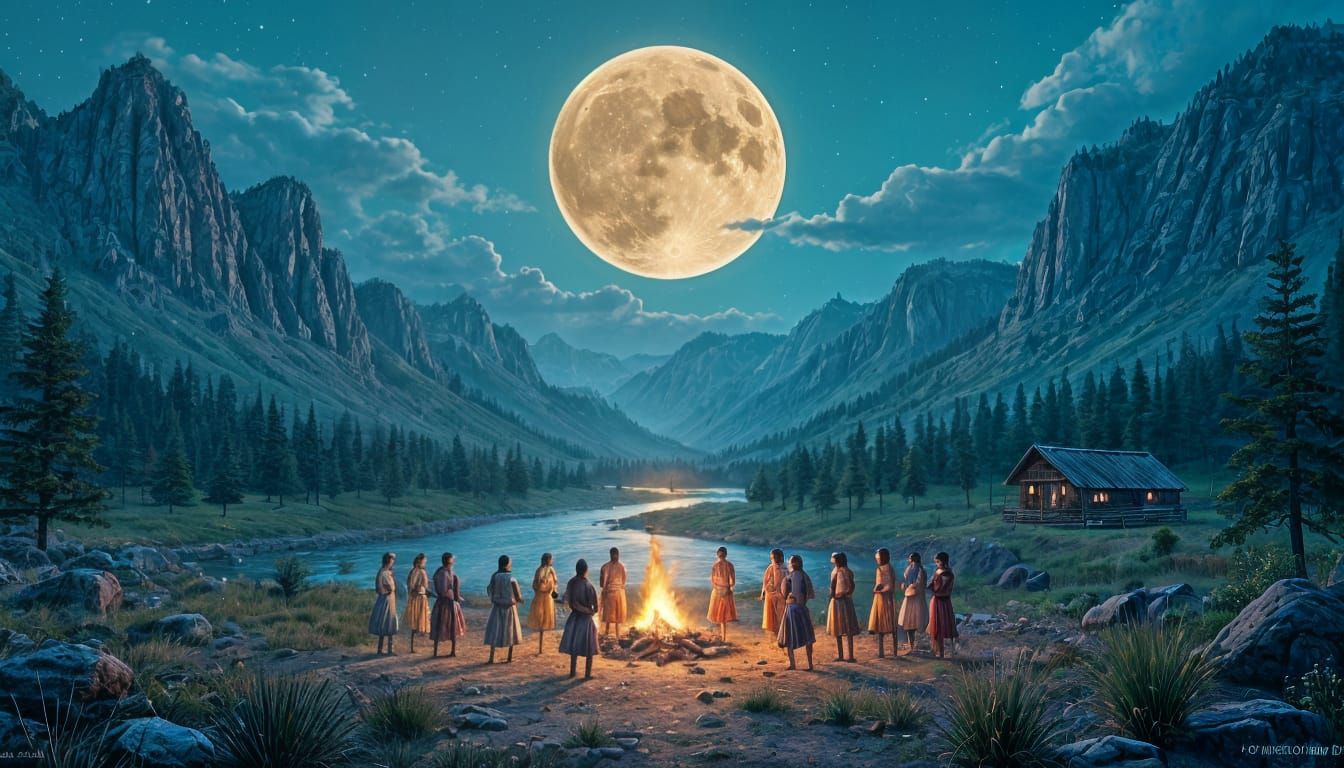 Night Dance: Wild West Indian Village in Moonlight