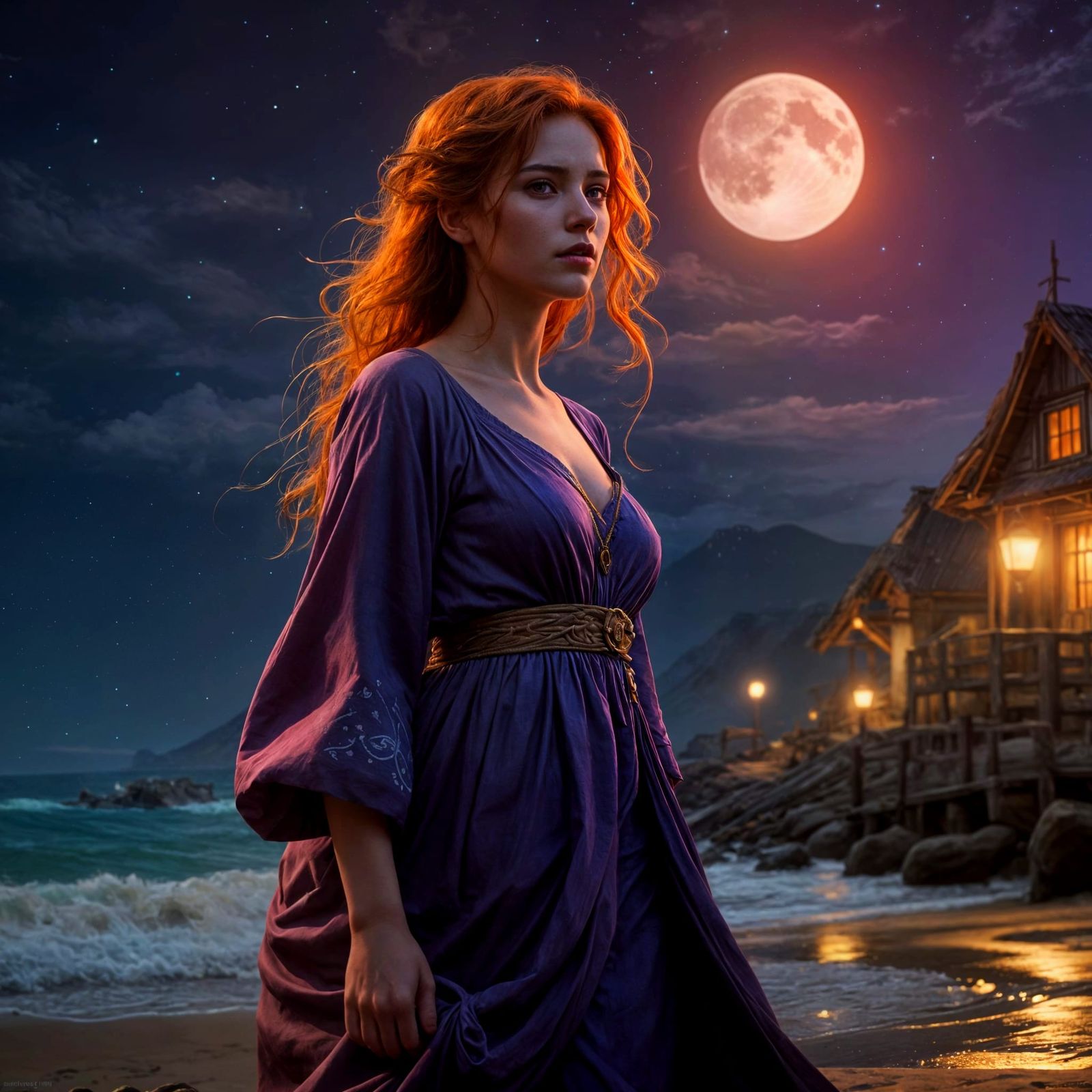 Medieval Maiden Under the Dueling Moons