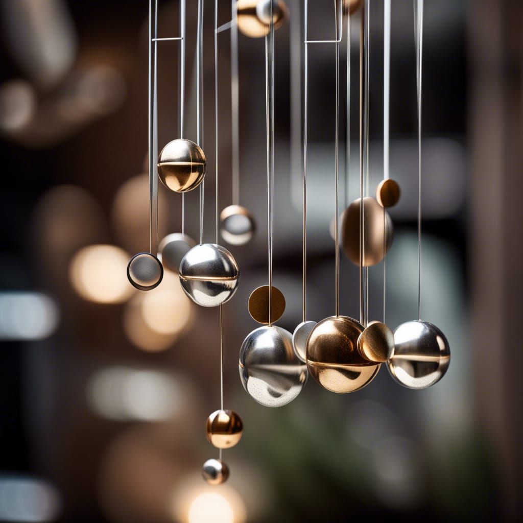 Silver and Bronze Kinetic Mobile Sculpture