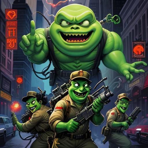 Slimer from Ghostbusters in Comic Book Art