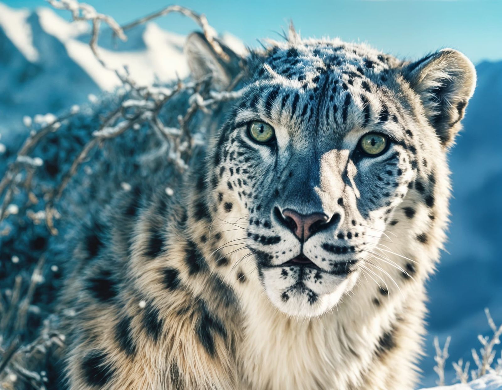 Snow Leopard Hunt in Winter Landscape: Cinematic Film