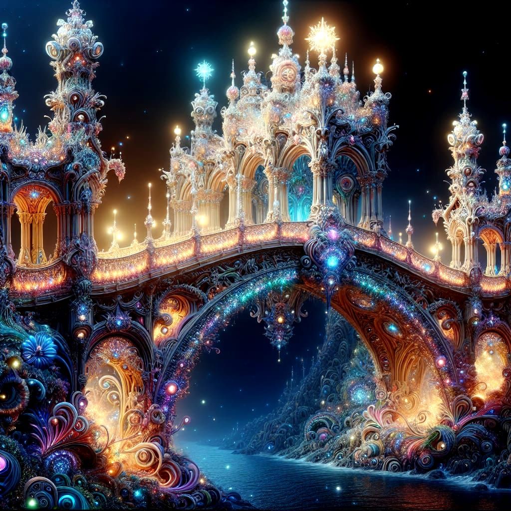 Enchanted Whimsy Gothic Bridge in Vivid Colors