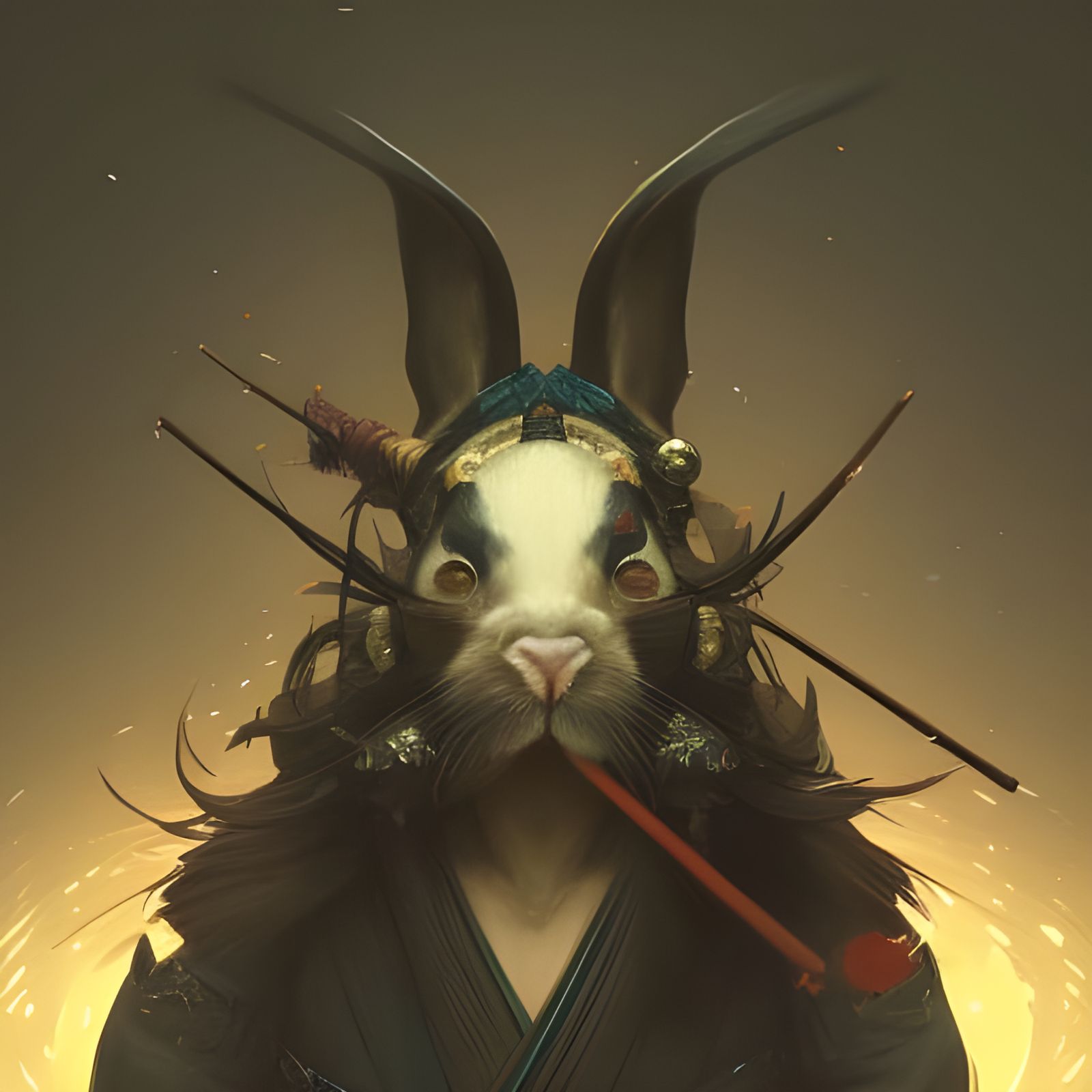 Samurai Rabbit in Dark Fantasy Style