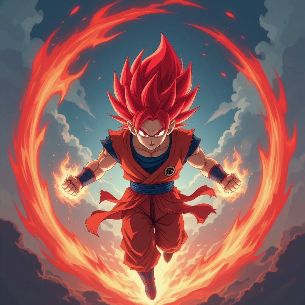 Super Saiyan God Transforming with Fiery Aura